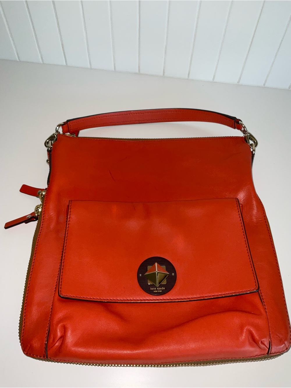 kate spade Varick Street Abbie Orange Leather Shoulder Bag